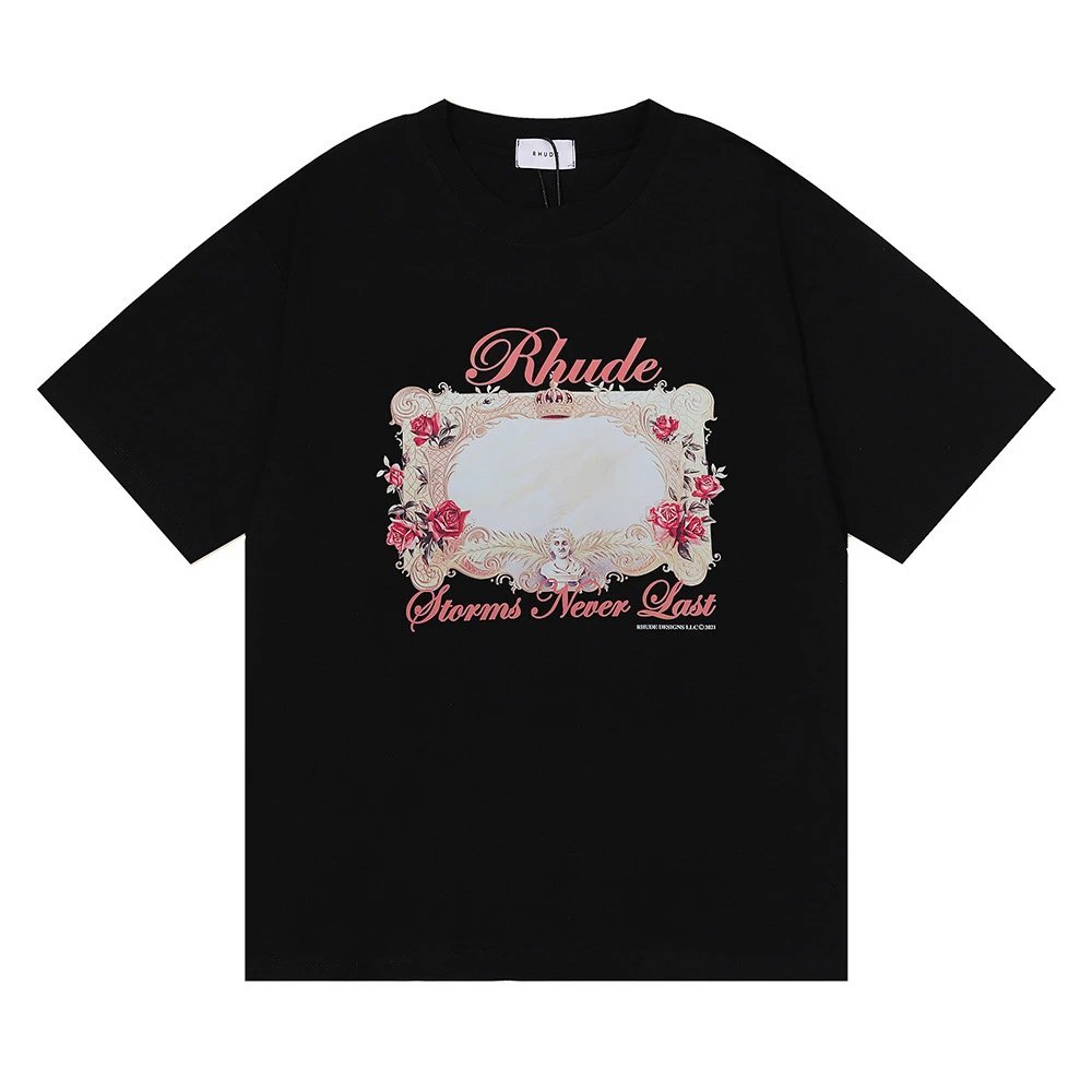Rhude Floral Mirror Tee White - Gallery Image 4 - Detailed View