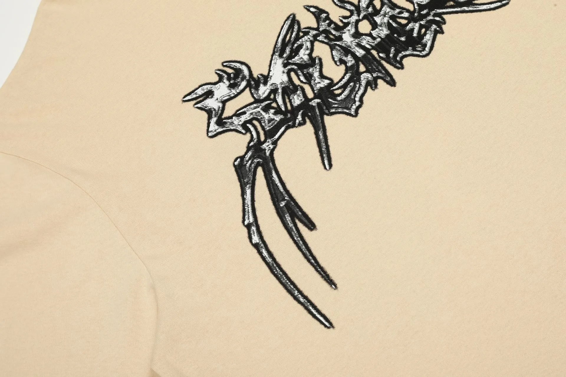 Streetwear Skull Graphic Tee Sandstone - Gallery Image 8 - Detailed View