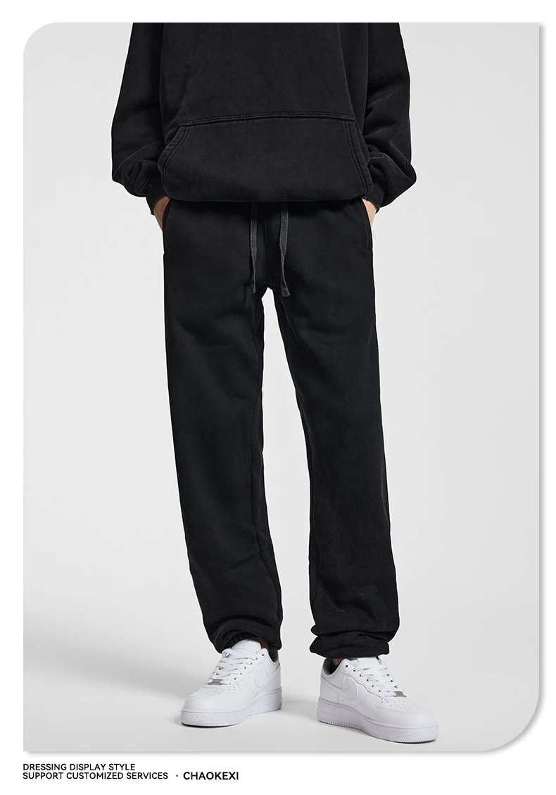 Autumn Fleece Joggers Streetwear Sweatpants - Ash - Gallery Image 9 - Detailed View