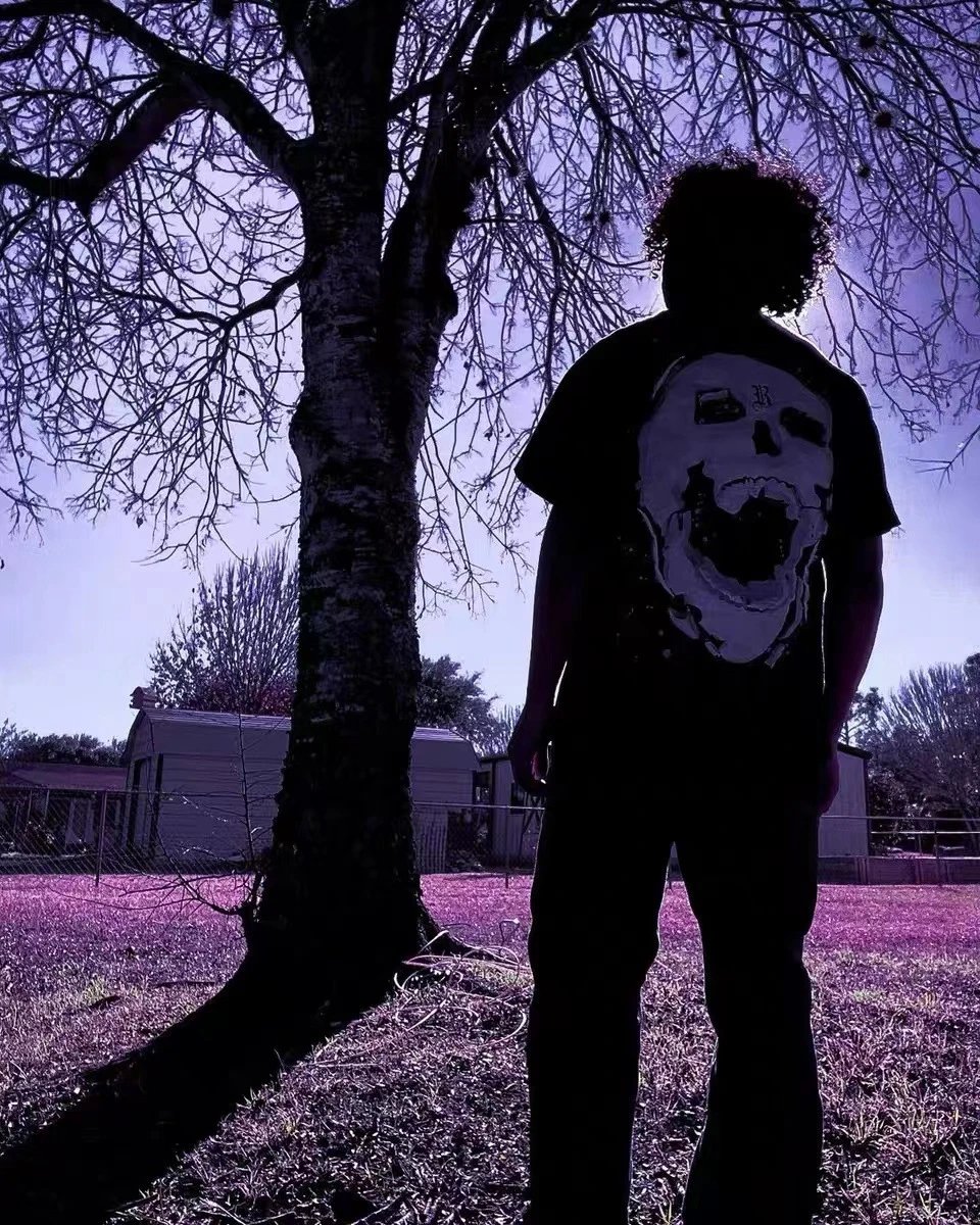 Gothic Skull Print T-Shirt Ice Blue - Gallery Image 14 - Detailed View