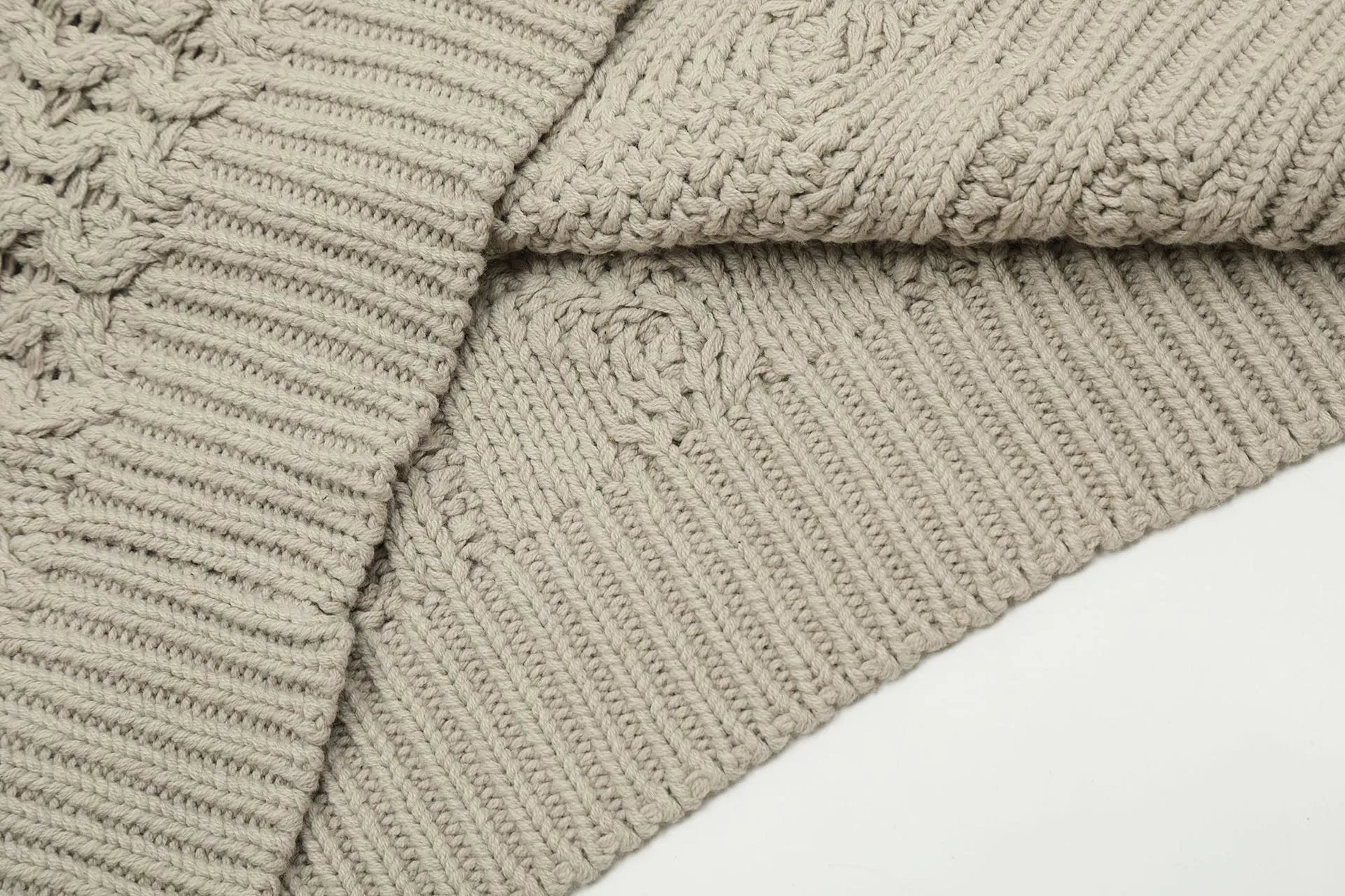 Cable Knit Wool Blend Pullover Sweater, Ecru - Gallery Image 10 - Detailed View