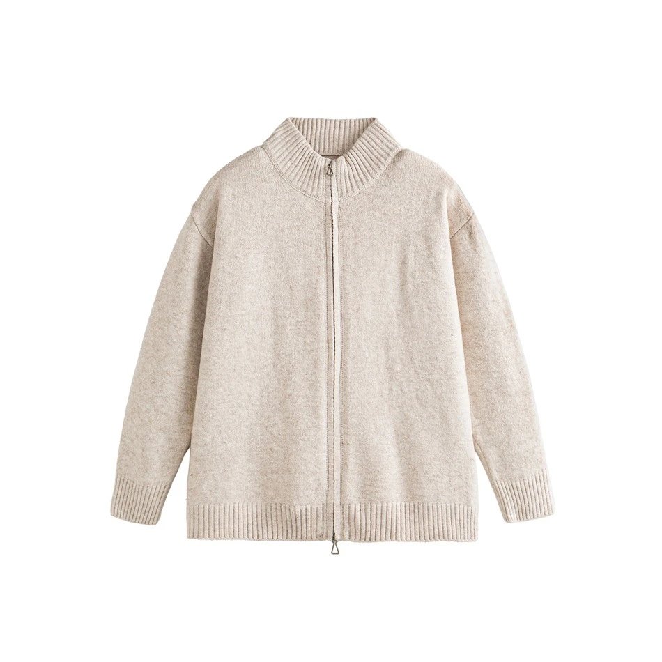 Unisex Chic Full-Zip Knit Cardigan Autumn Oatmeal - Related Product - Cnfans