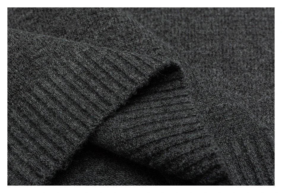 Unisex Retro Knit Full-Zip Cardigan Fall Sweater Onyx Black - Gallery Image 14 - Detailed View