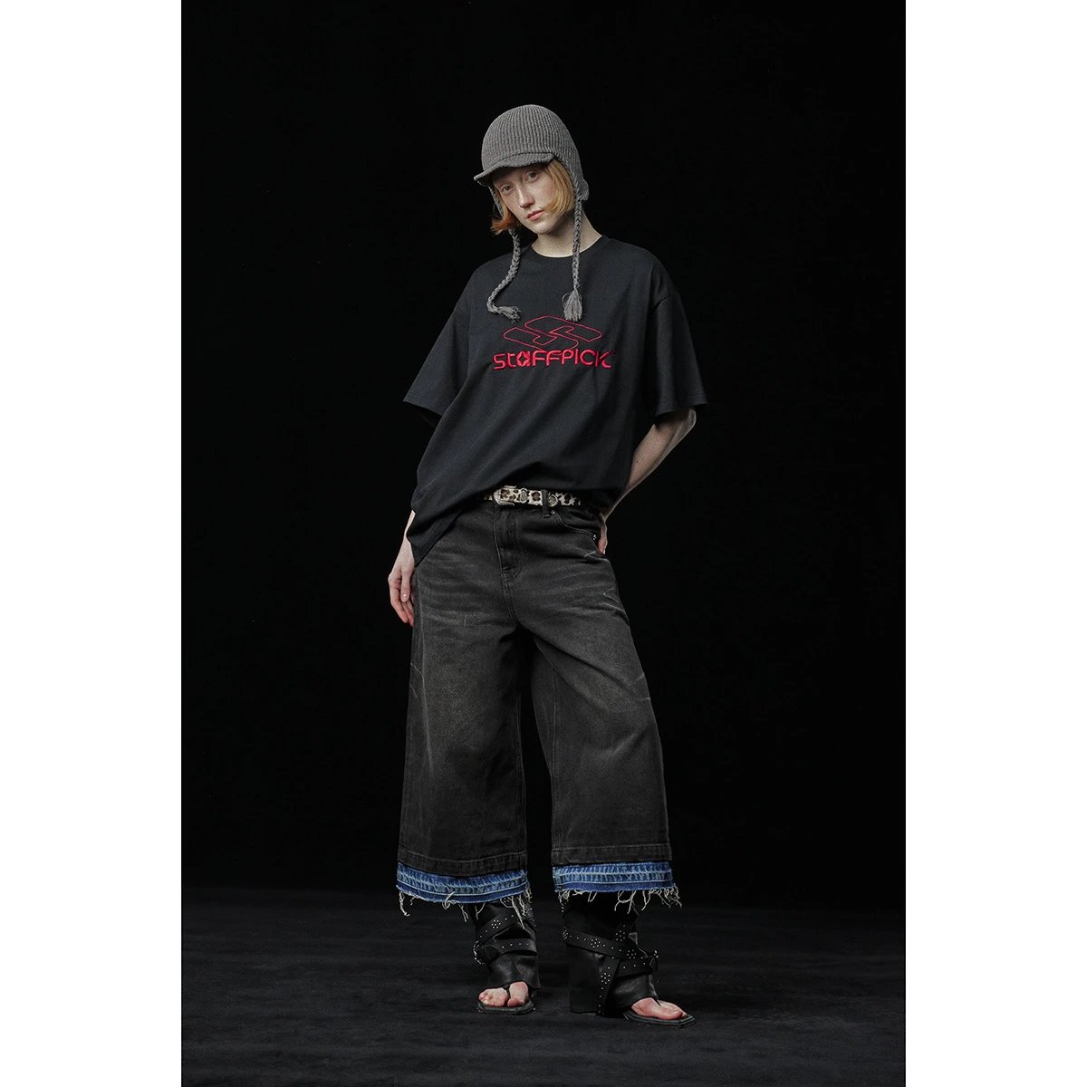 Unisex Oversized Graphic Tee Streetwear Summer, Jet Black - Gallery Image 2 - Detailed View