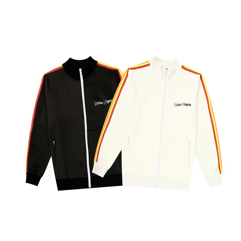 Retro Sporty Striped Jacket Unisex Relaxed Fit - Onyx - Gallery Image 1 - Detailed View