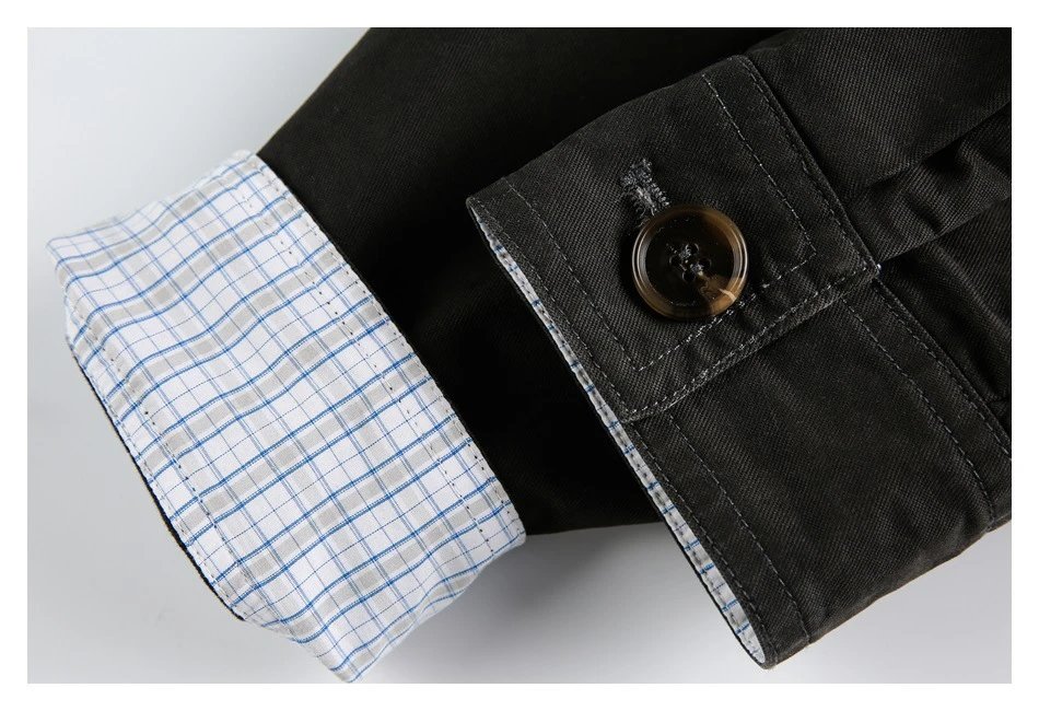 Retro Cleanfit Unisex Spring Fall Workwear Jacket Plaid Lined Obsidian - Gallery Image 15 - Detailed View