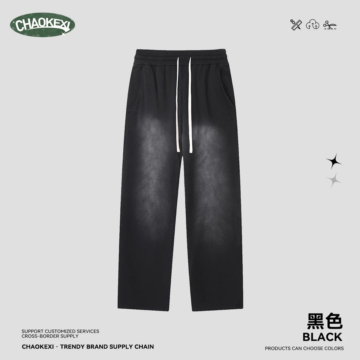 Men's Straight-Leg Sweatpants Autumn Winter Slate - ChaoKeXi - Cnfans - $28.31