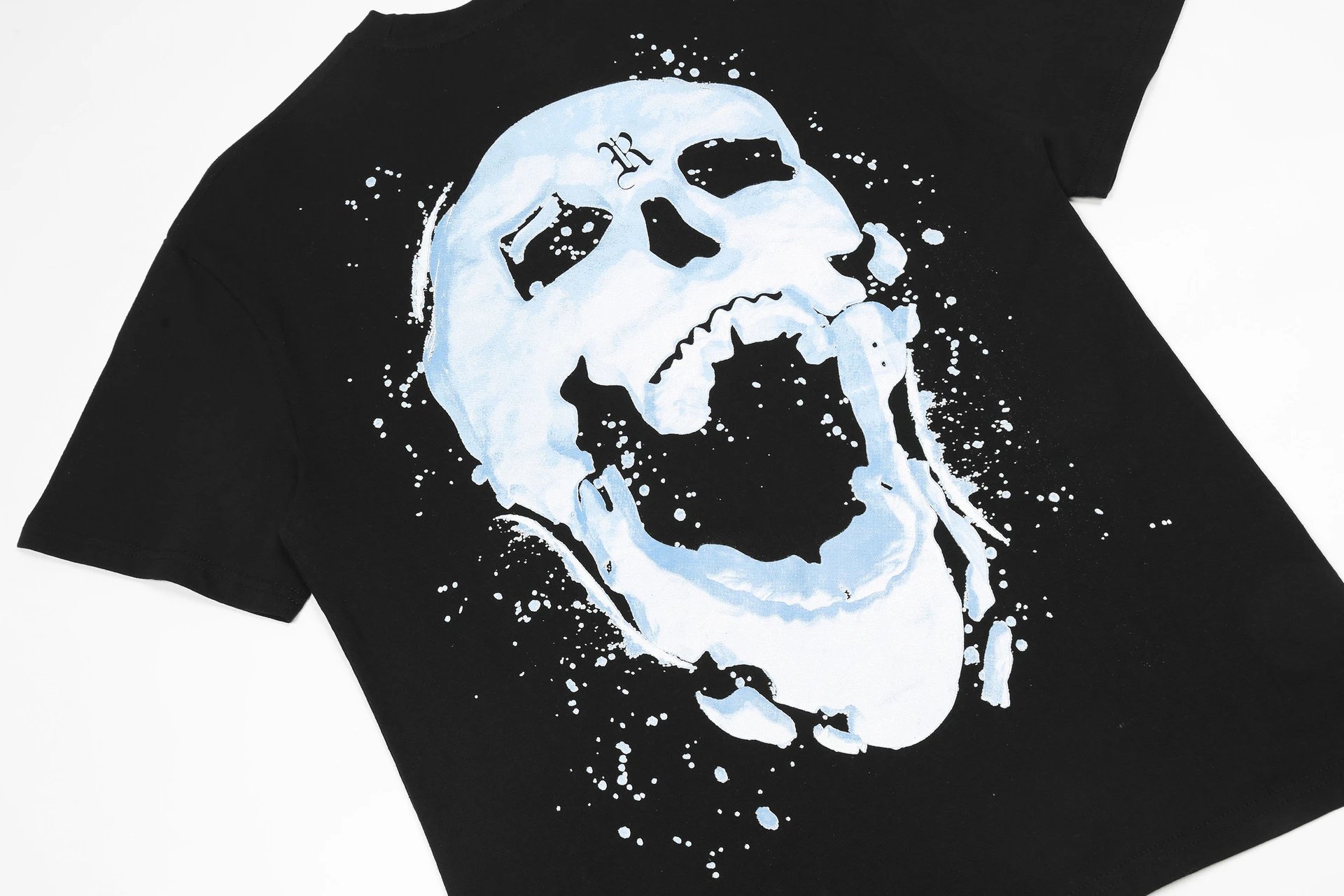 Gothic Skull Print T-Shirt Ice Blue - Gallery Image 7 - Detailed View