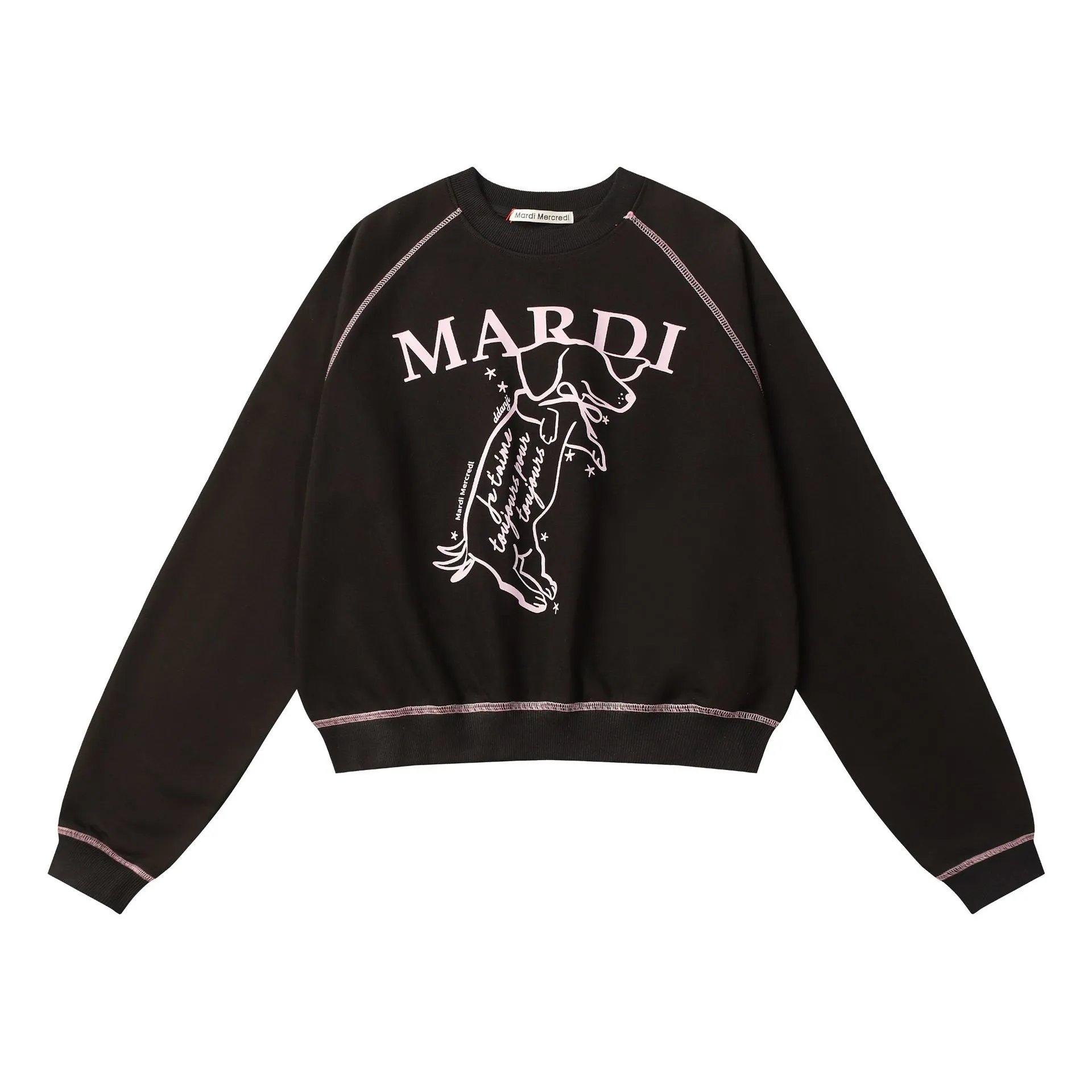 Unisex Dachshund Graphic Raglan Sweatshirt, Midnight Blue - Gallery Image 1 - Detailed View