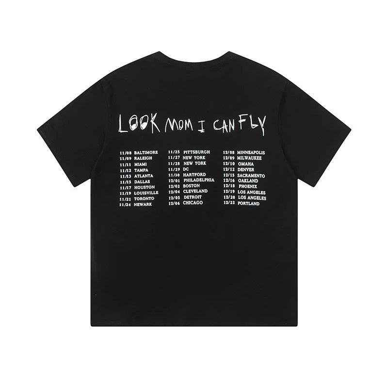 Streetwear Tour Graphic Cotton T-Shirt Jet Black - Gallery Image 4 - Detailed View