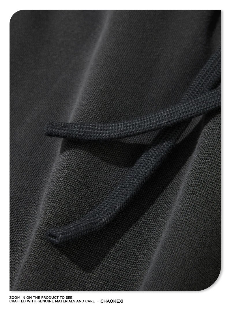 Retro Cotton Fake Two-Piece Set Unisex Jet Black - Gallery Image 8 - Detailed View