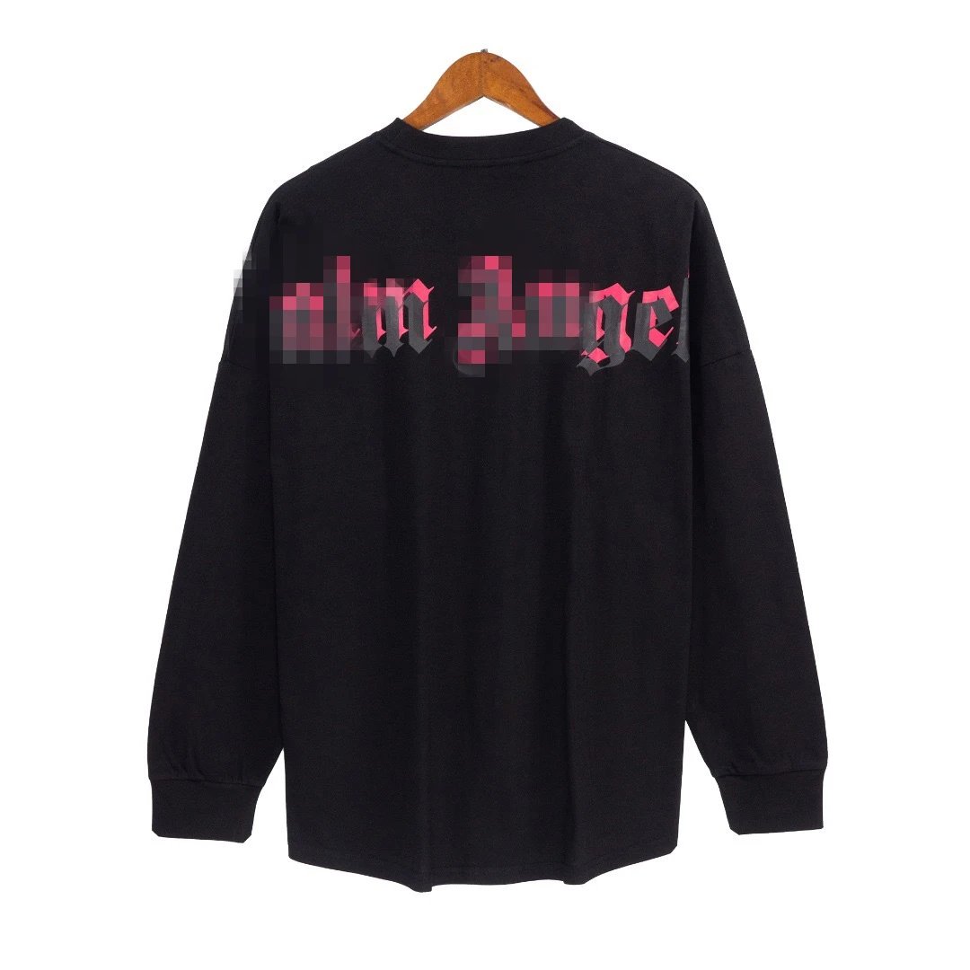 Street Cotton Long Sleeve Tee Phantom Letter Onyx - Palm Angels - Cnfans - $24.84