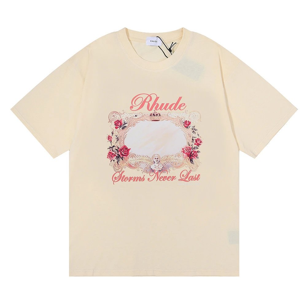Rhude Floral Mirror Tee White - Gallery Image 6 - Detailed View