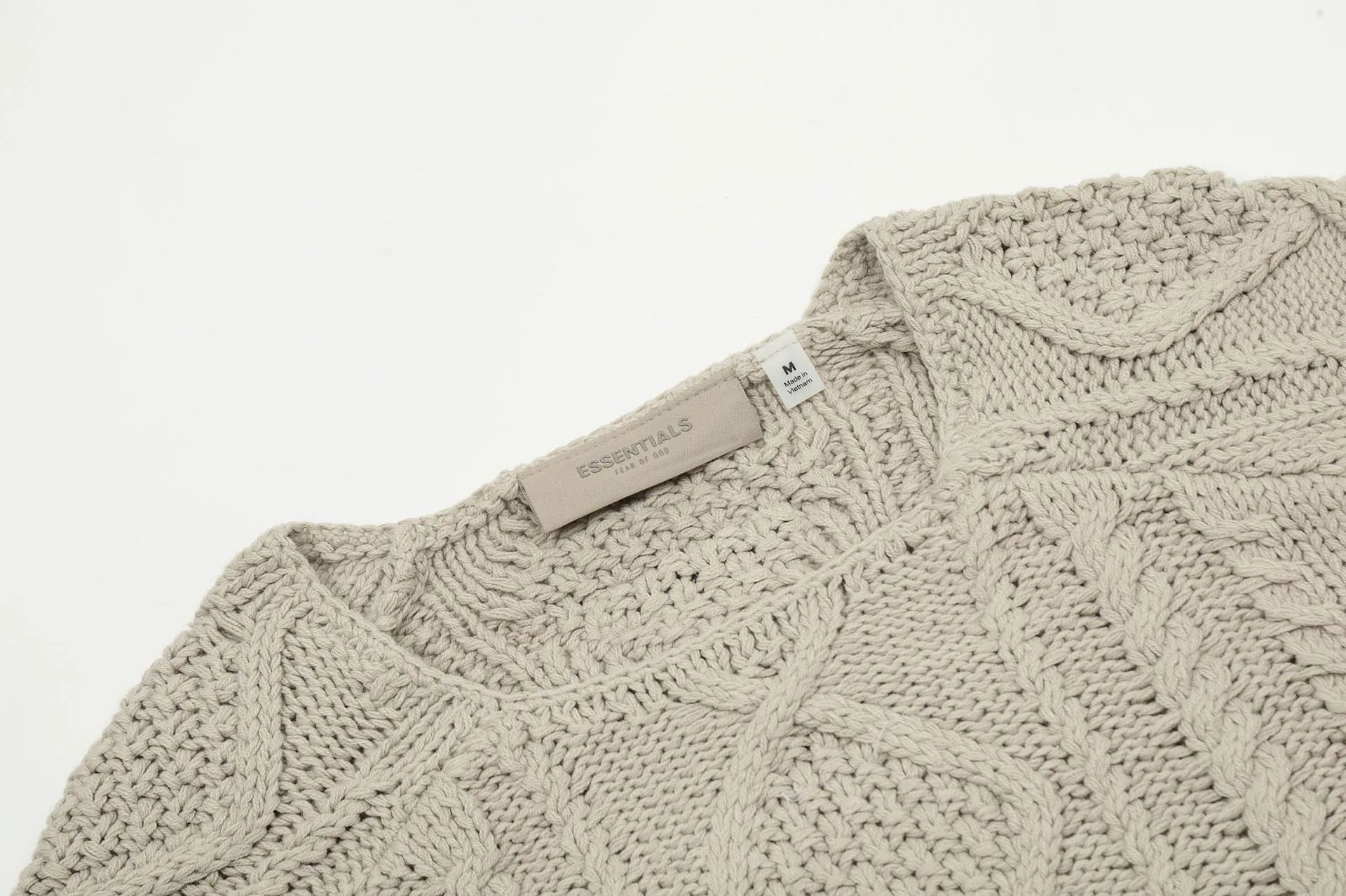 Cable Knit Wool Blend Pullover Sweater, Ecru - Gallery Image 8 - Detailed View