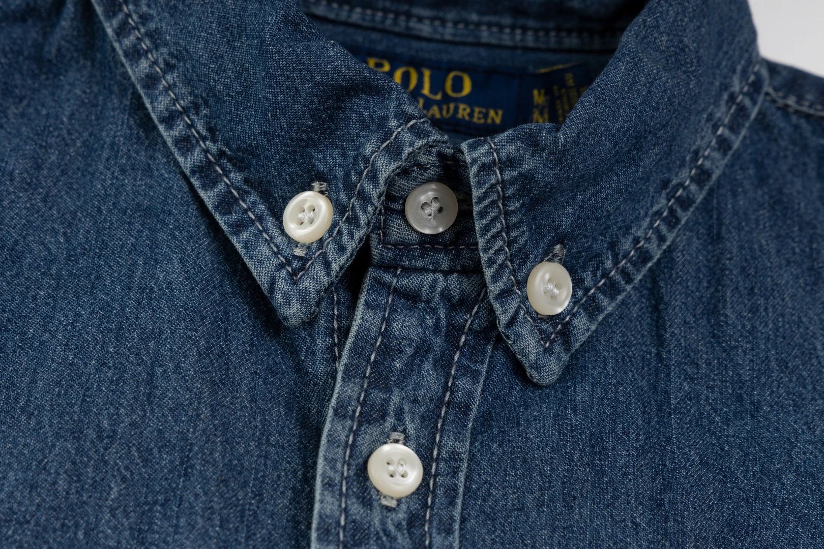 Casual Cotton Long Sleeve Denim Shirt, Chambray - Gallery Image 10 - Detailed View