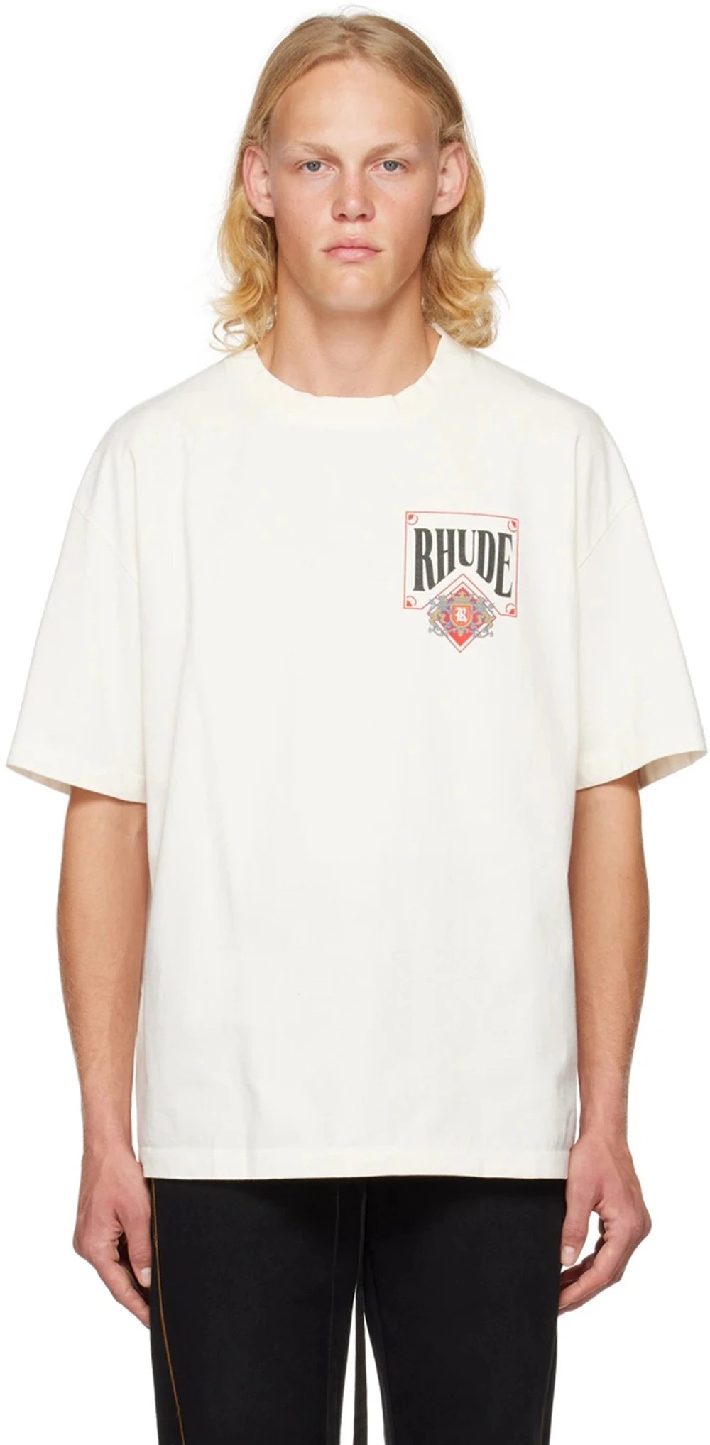 Rhude Card Print Tee White - Gallery Image 10 - Detailed View