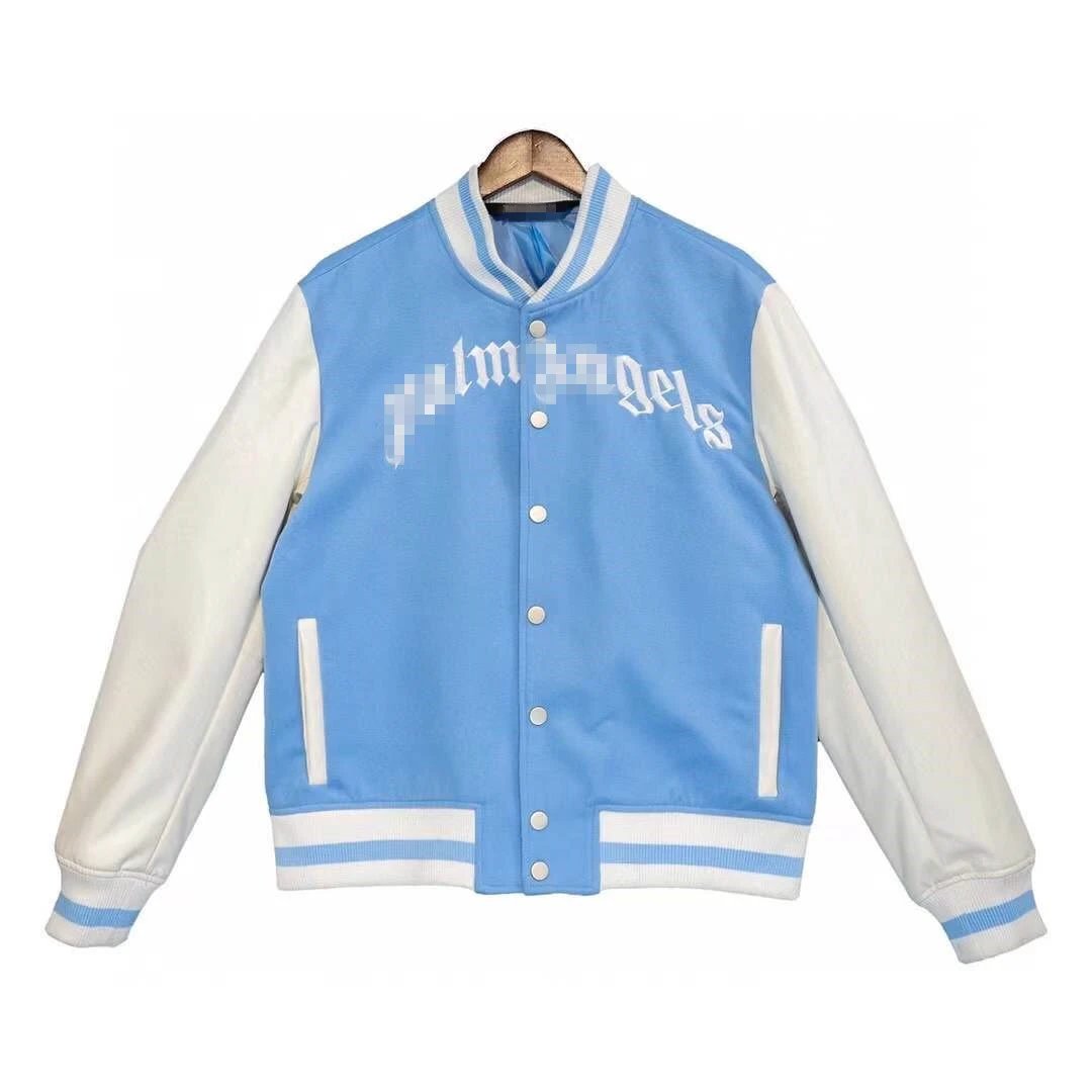 Casual Varsity Jacket Unisex Outerwear Sky Blue - Related Product - Cnfans