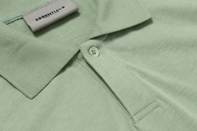 Streetwear Cotton Polo Shirt Short Sleeve Taupe - Gallery Image 9 - Detailed View