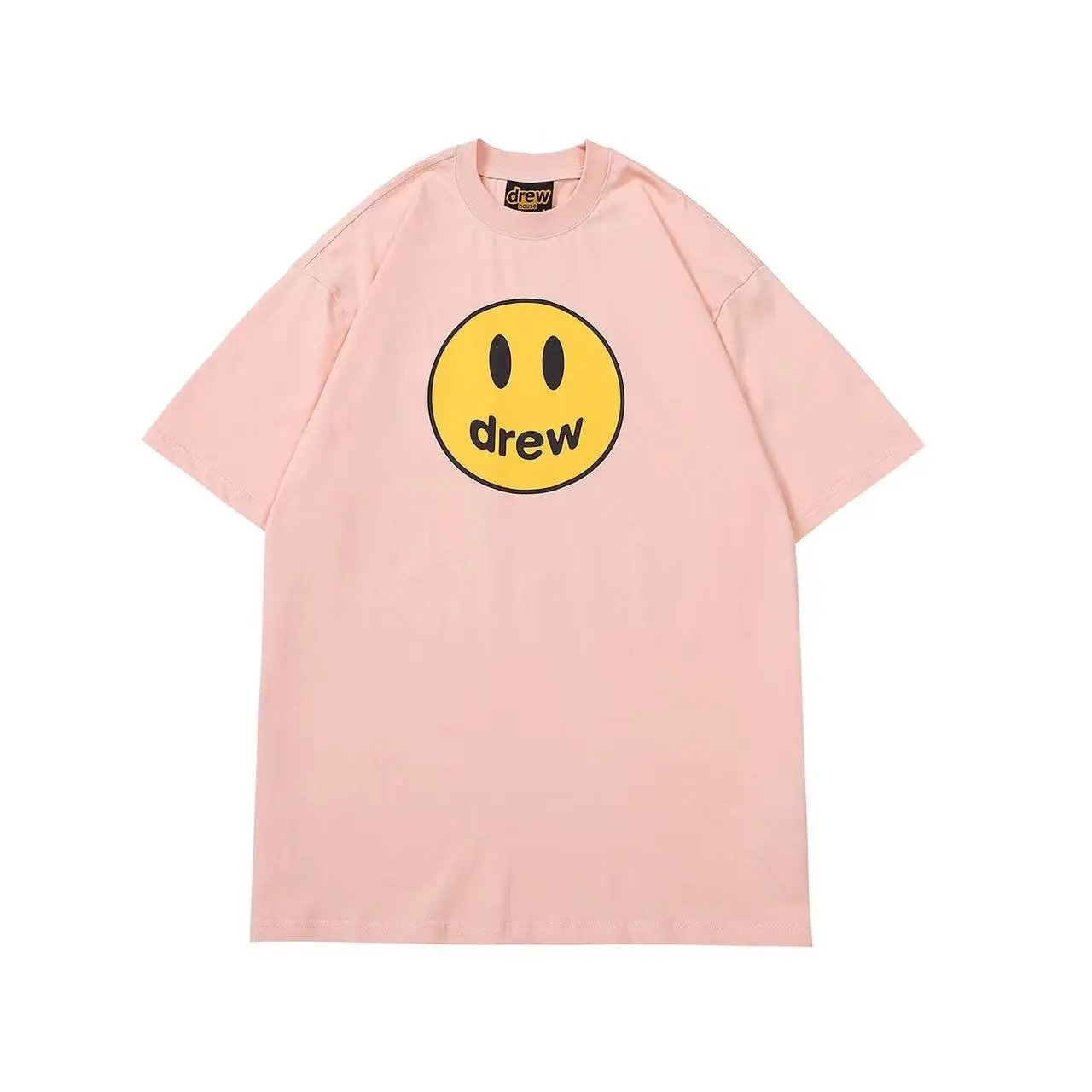 Streetwear Oversized Smiley Cotton Tee Blush Pink - Related Product - Cnfans