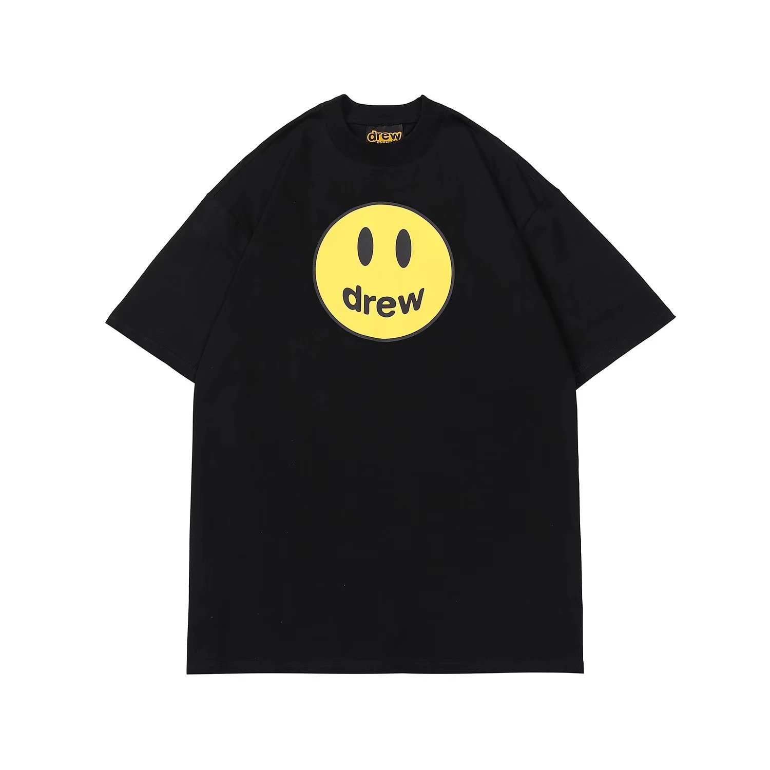 Streetwear Smile Graphic Oversize T-Shirt Midnight Black - Drew(Drew House) - Cnfans - $21.61