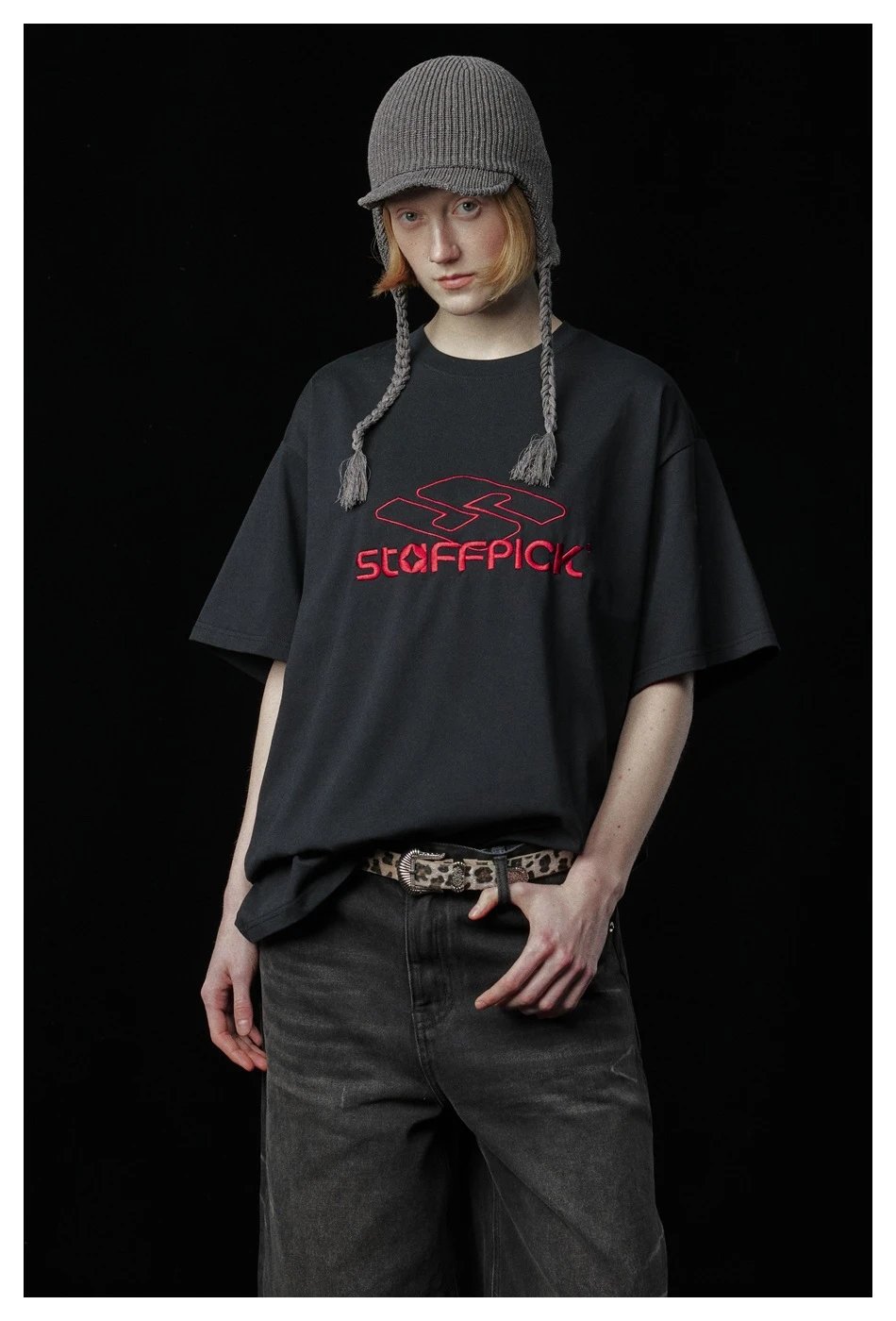 Unisex Oversized Graphic Tee Streetwear Summer, Jet Black - Gallery Image 5 - Detailed View