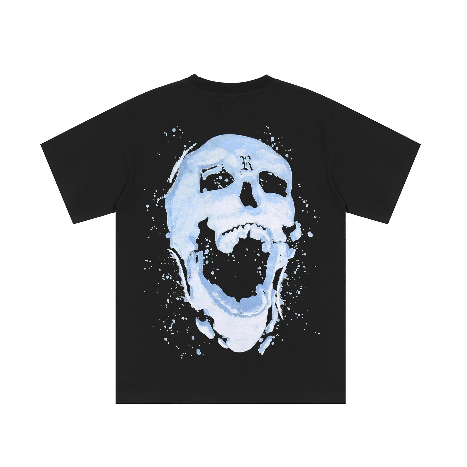 Gothic Skull Print T-Shirt Ice Blue - Gallery Image 3 - Detailed View