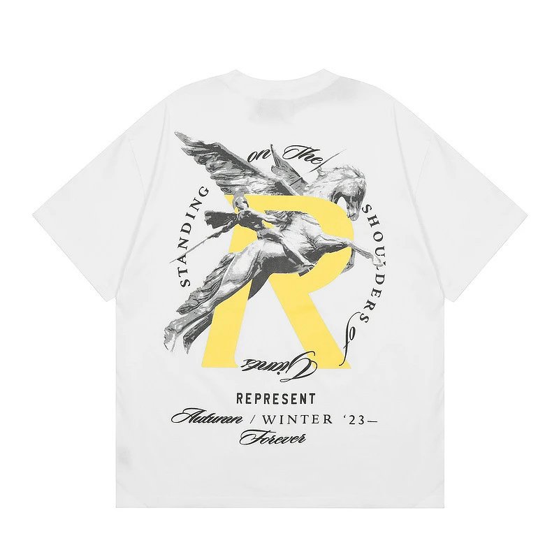 Represent Pegasus Tee Black and White - Gallery Image 3 - Detailed View