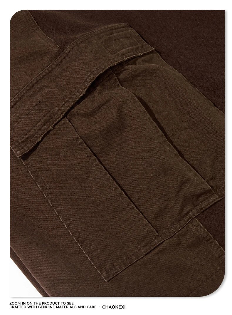 Men's Winter Baggy Cargo Fleece Pants, Washed Onyx Black - Gallery Image 9 - Detailed View