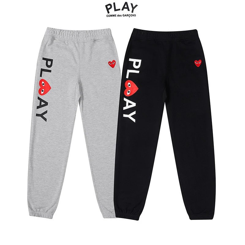 CDG Play Cotton Pants Black Grey - High Quality Product Image - Cnfans