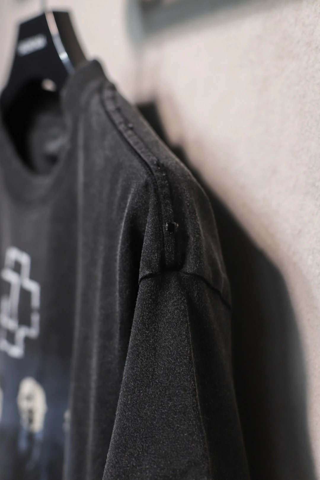 Oversized Rammstein Graphic Distressed Tee, Faded Charcoal - Gallery Image 6 - Detailed View