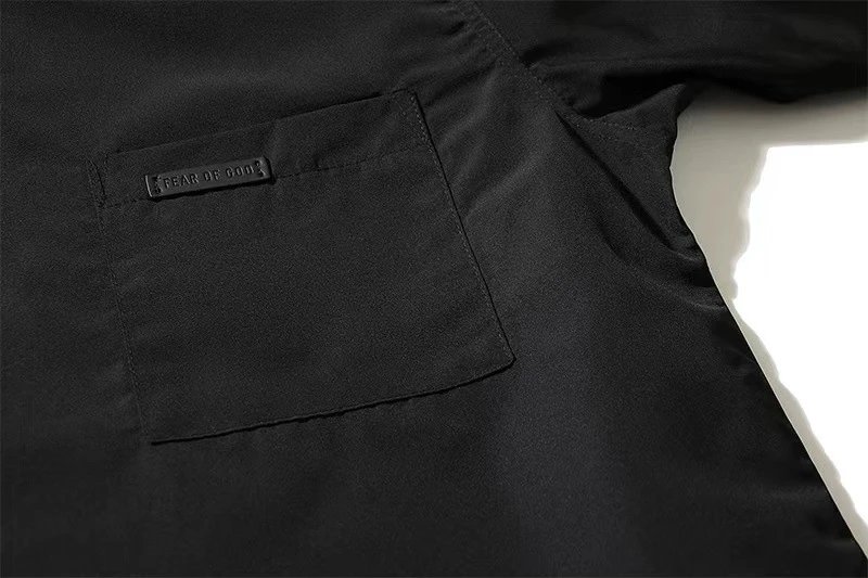 Streetwear Loose Polo Shirt Unisex Ebony Black - Gallery Image 7 - Detailed View