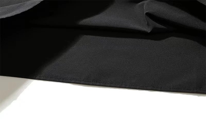 Streetwear Loose Polo Shirt Unisex Ebony Black - Gallery Image 10 - Detailed View