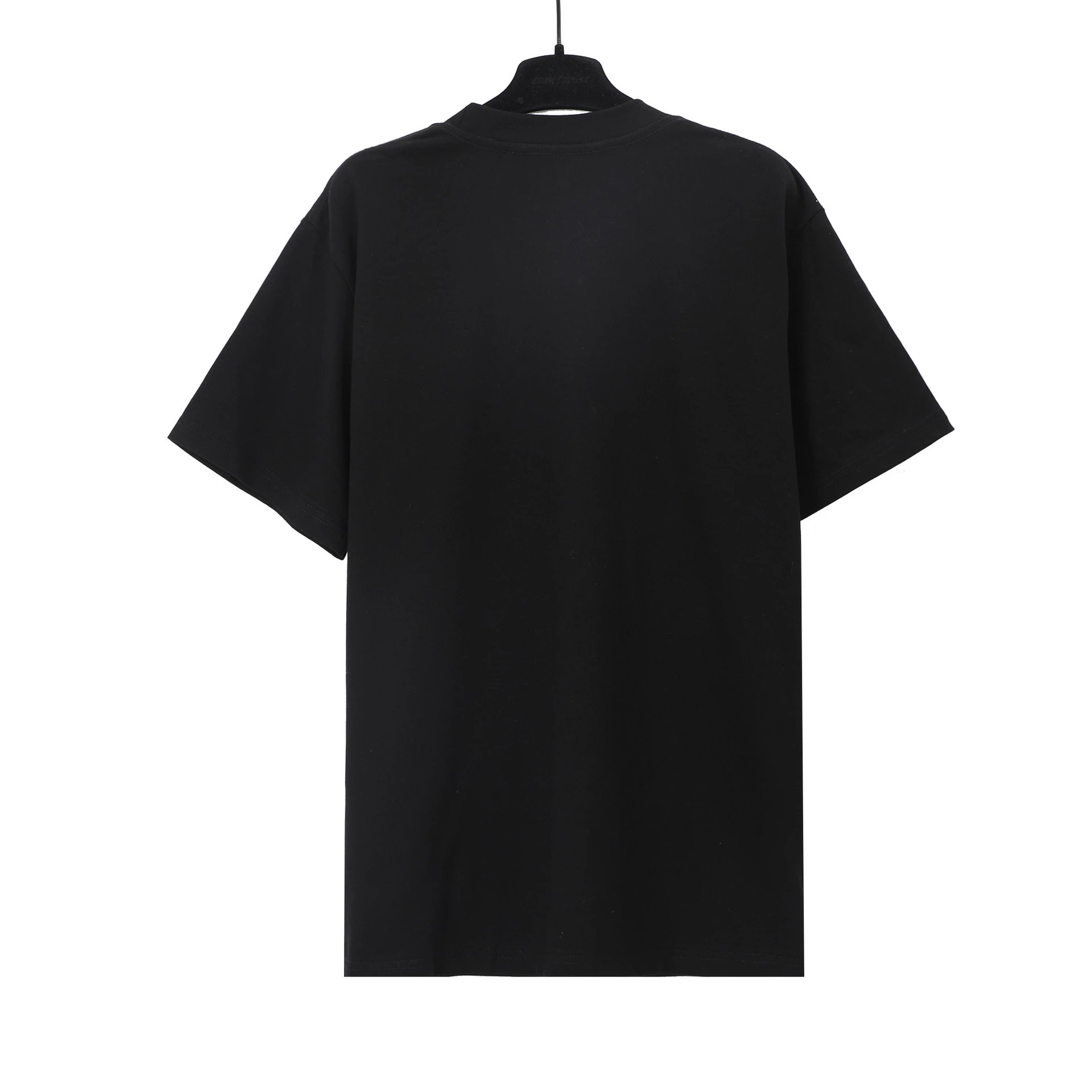 Unisex Rhinestone Logo Streetwear Cotton T-Shirt Ivory - Gallery Image 3 - Detailed View