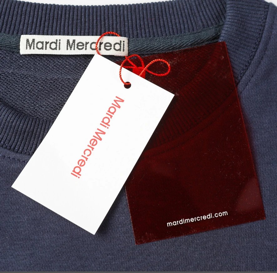 Unisex Dachshund Print Crewneck Sweatshirt Casual Indigo Blue - Gallery Image 8 - Detailed View