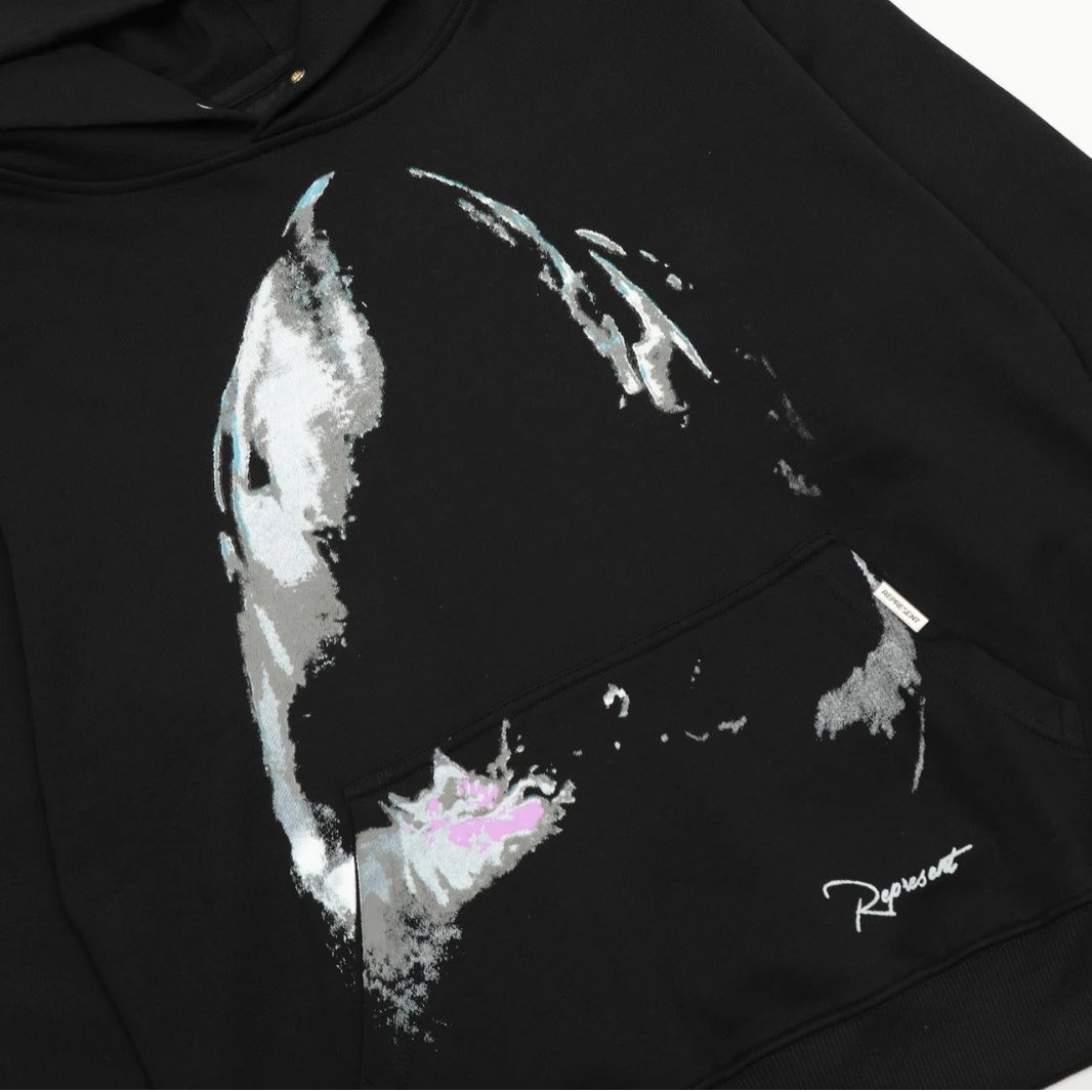 Street Shark Cotton Hoodie Unisex Pullover Onyx - Gallery Image 5 - Detailed View