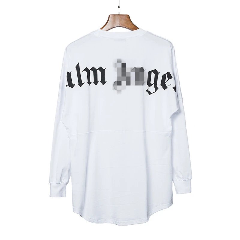 Oversized Long Sleeve Tee Unisex Casual Snow White - Palm Angels - Cnfans - $26.13