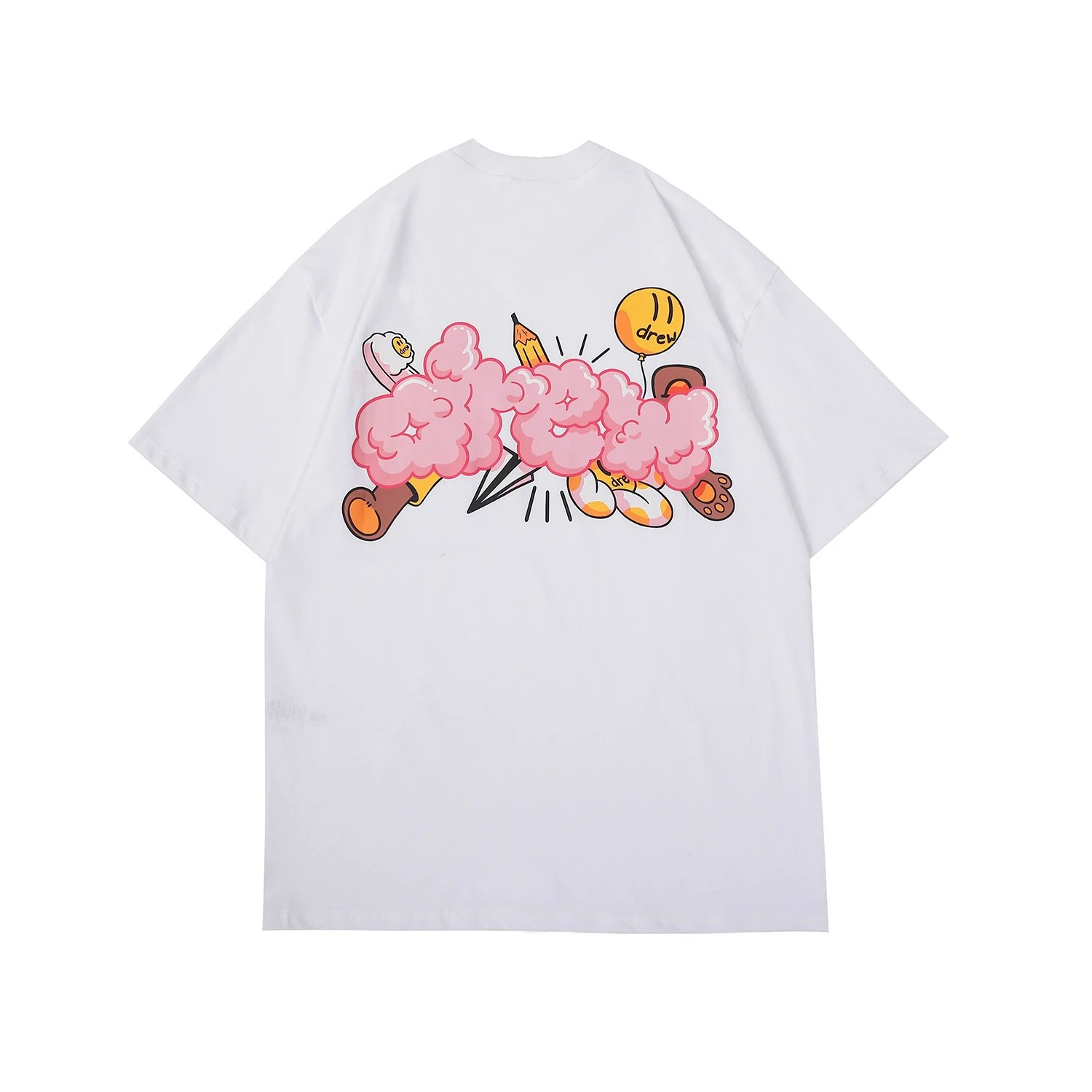 Streetwear Cloud Balloon Graphic Cotton Tee White - Drew(Drew House) - Cnfans - $23.55