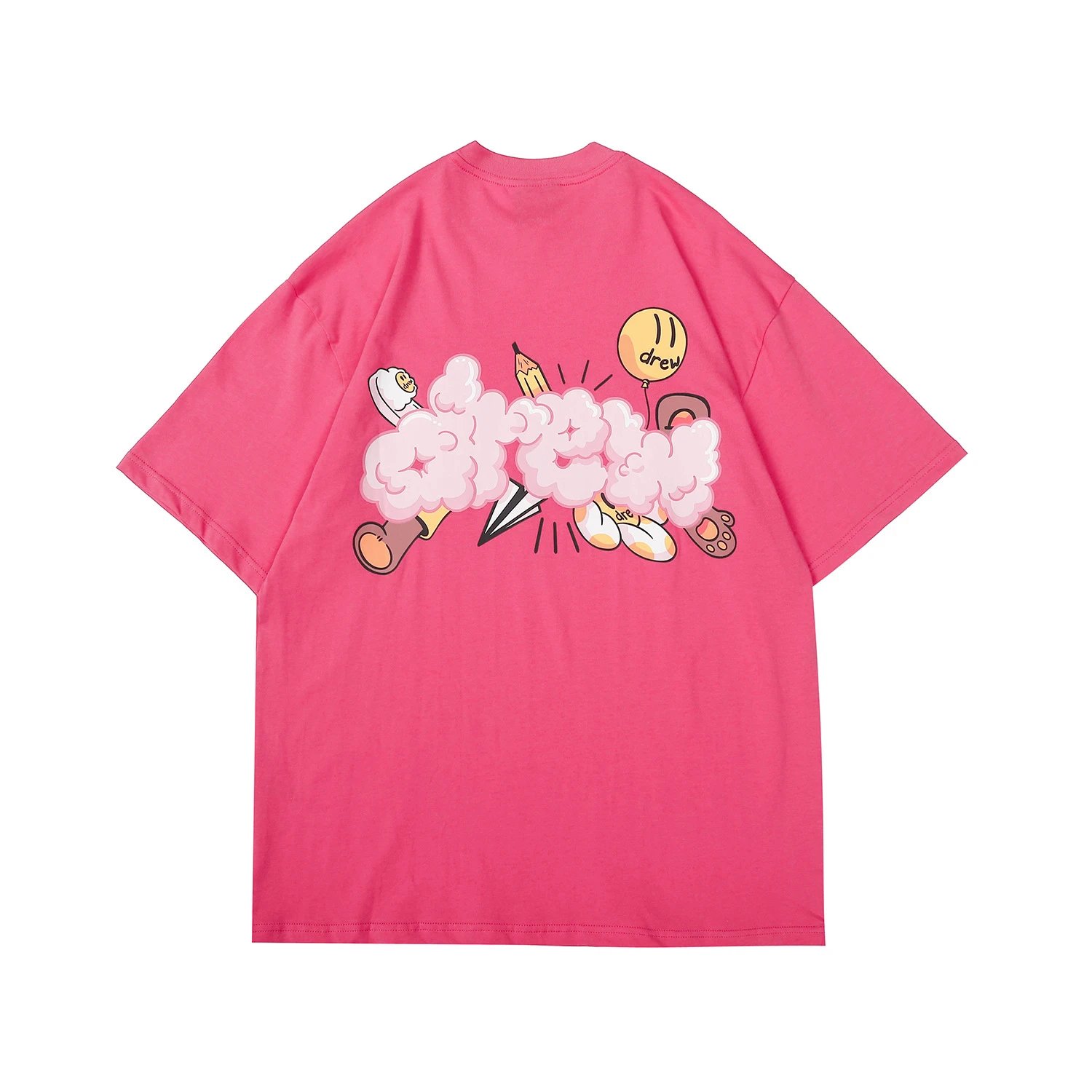 Street Style Cotton Candy Cloud Graphic Tee Rose Pink - Related Product - Cnfans