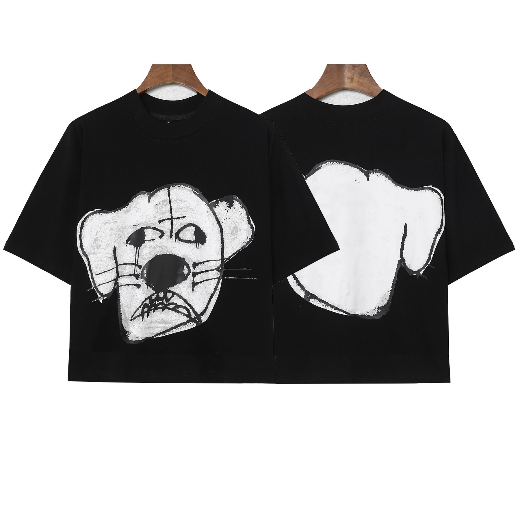 Graphic Tee Cartoon Print Ebony - CPFM x Kanye West  - Cnfans - $23.55