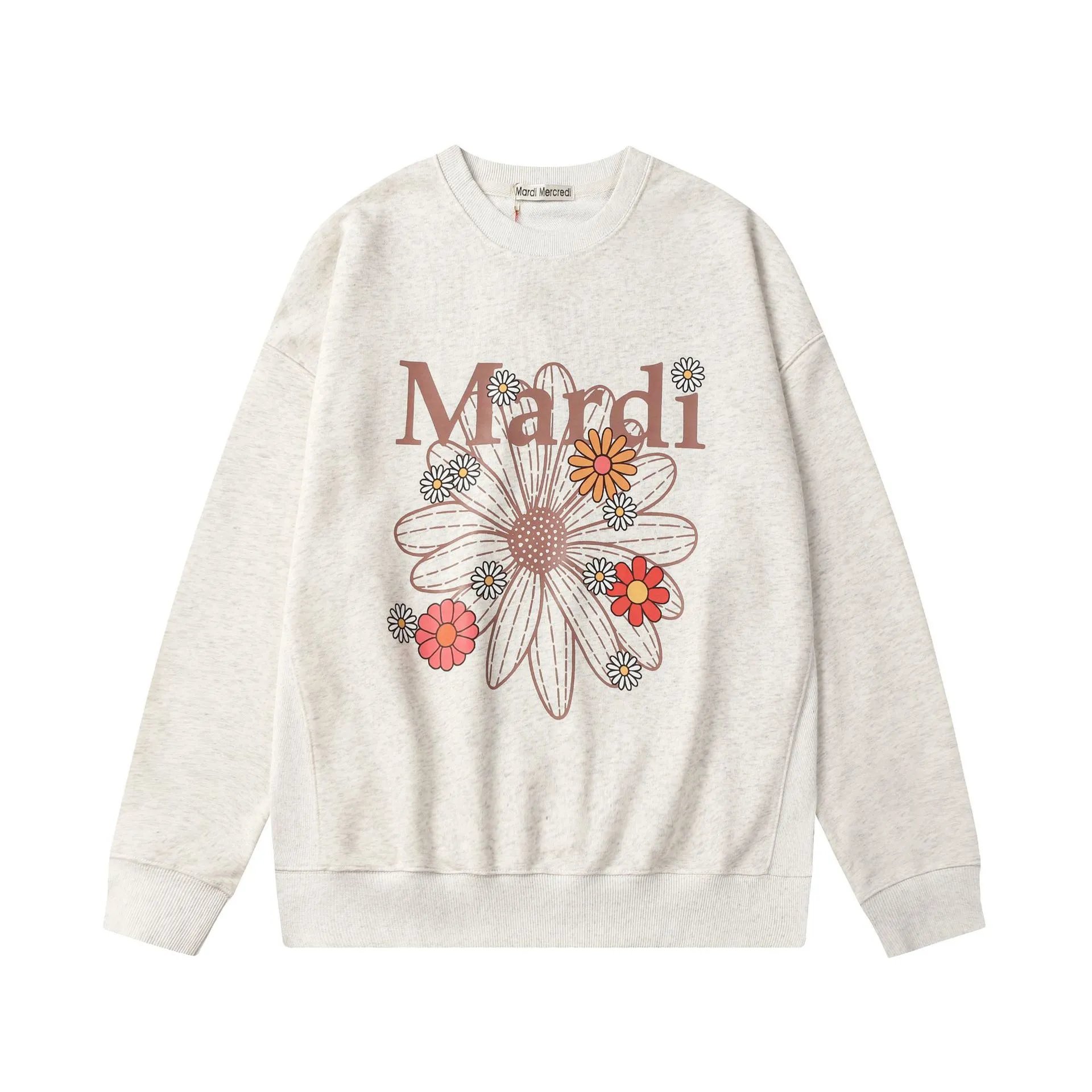 Women's Daisy Print Crewneck Pullover, Ecru - Gallery Image 4 - Detailed View