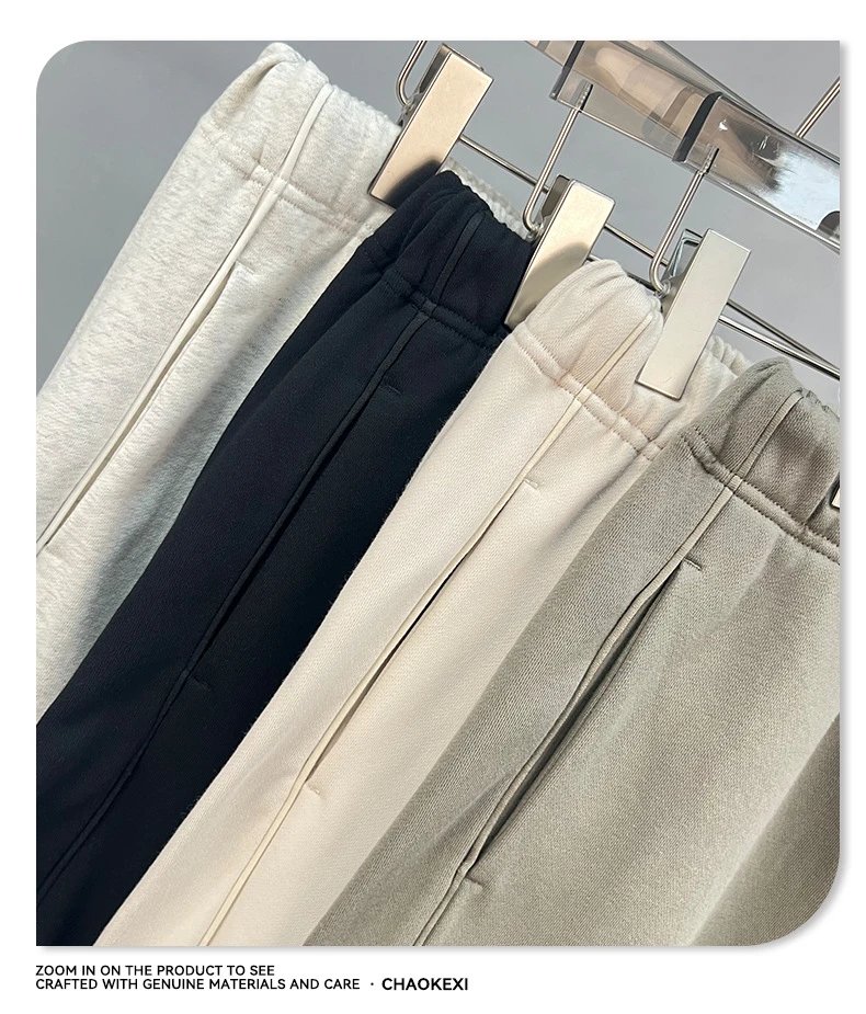 Men's Fleece Straight Leg Sweatpants Streetwear Jet Black - Gallery Image 12 - Detailed View