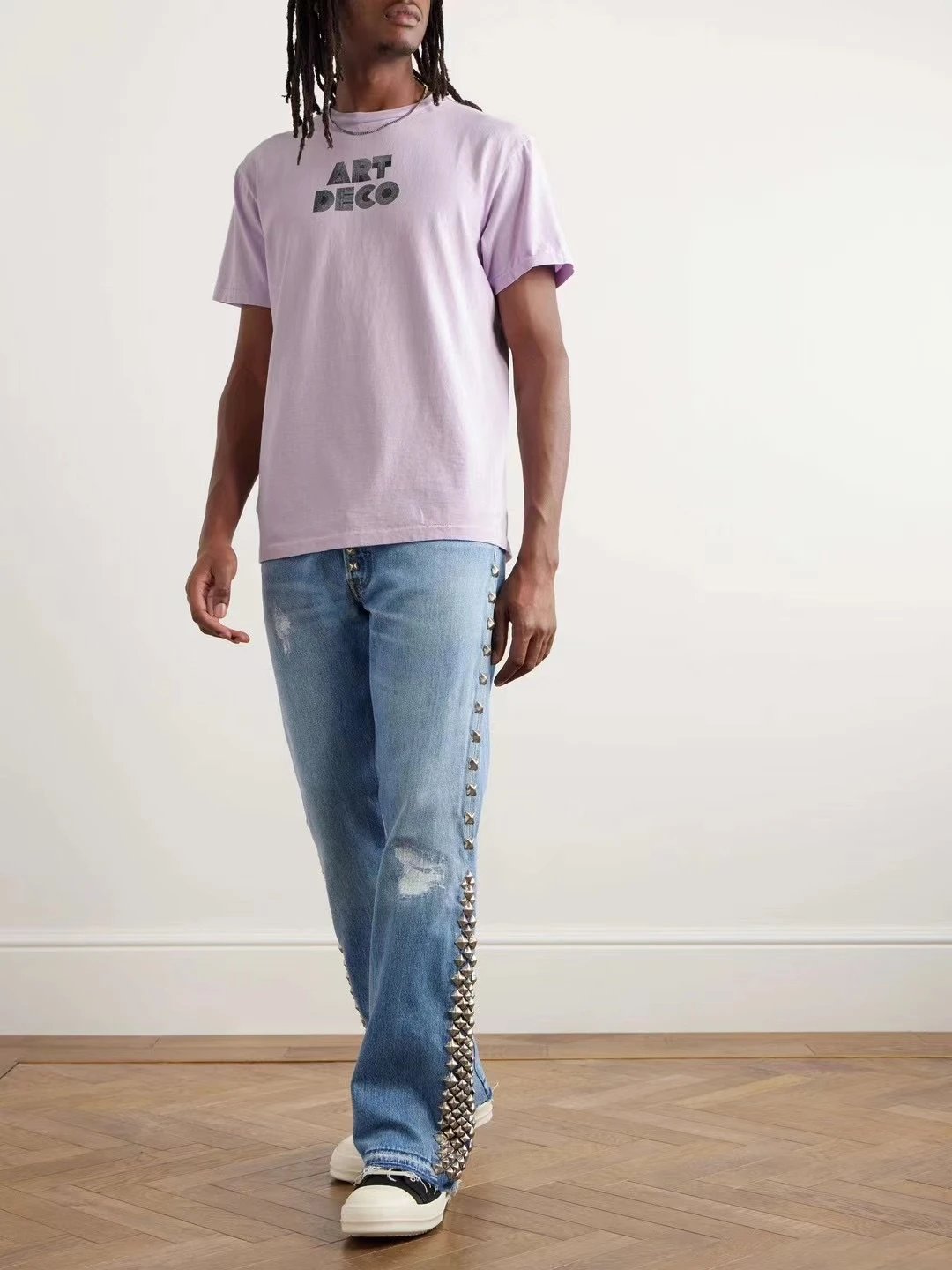 Gallery Dept Gold Print T-Shirt Pink - Gallery Image 13 - Detailed View