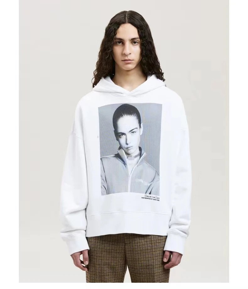 Palm Angels Portrait Hoodie White - Gallery Image 10 - Detailed View