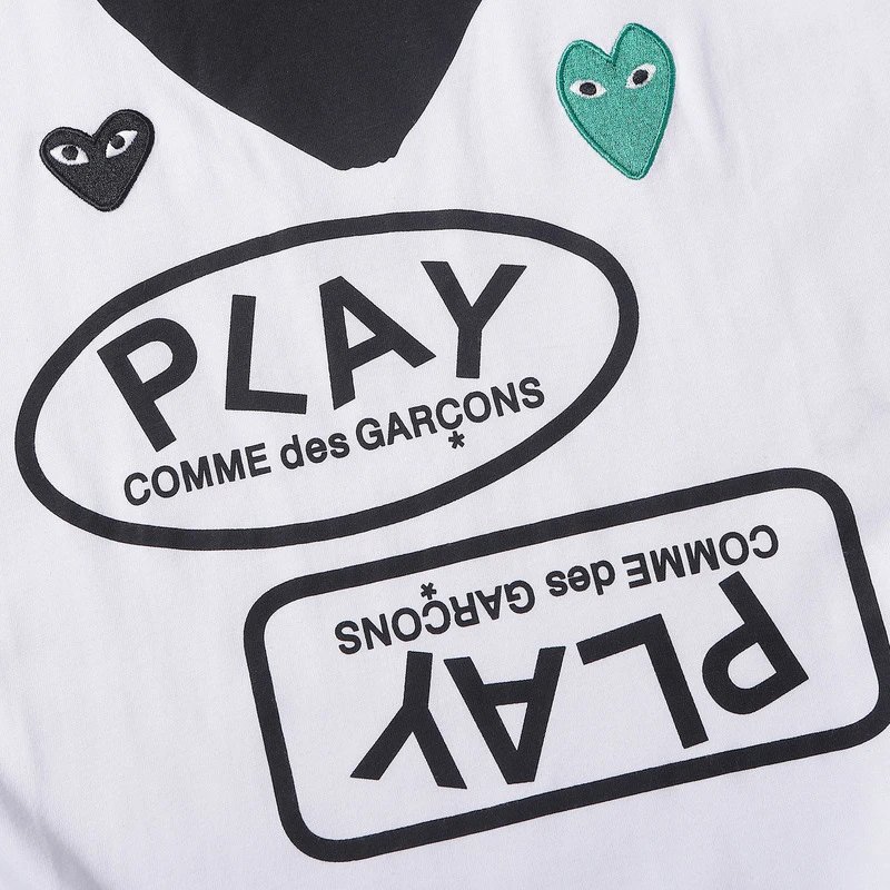 CDG Play Heart Embroidery Tee White - Gallery Image 5 - Detailed View
