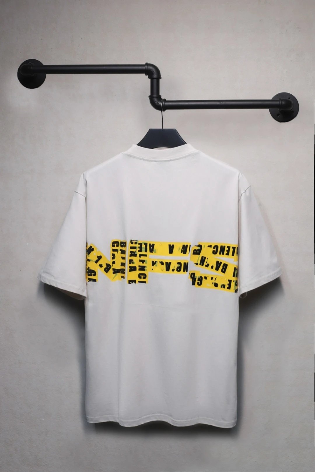 Unisex Oversized Tape Graphic Tee, Summer Casual, Chalk White - High Quality Product Image - Cnfans