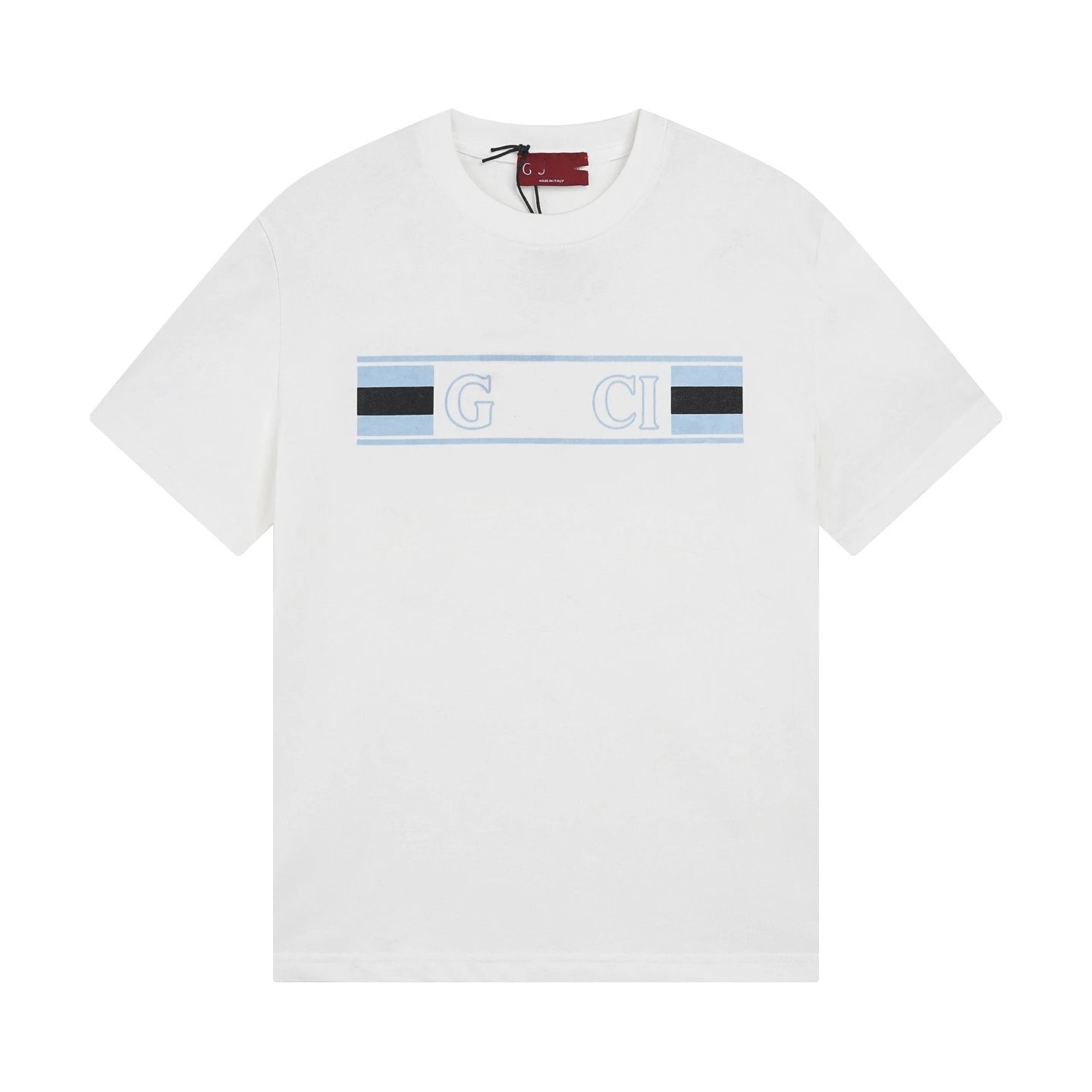 Casual Letter Print Cotton Unisex Tee Shirt - Off White - Gucci - Cnfans - $21.94