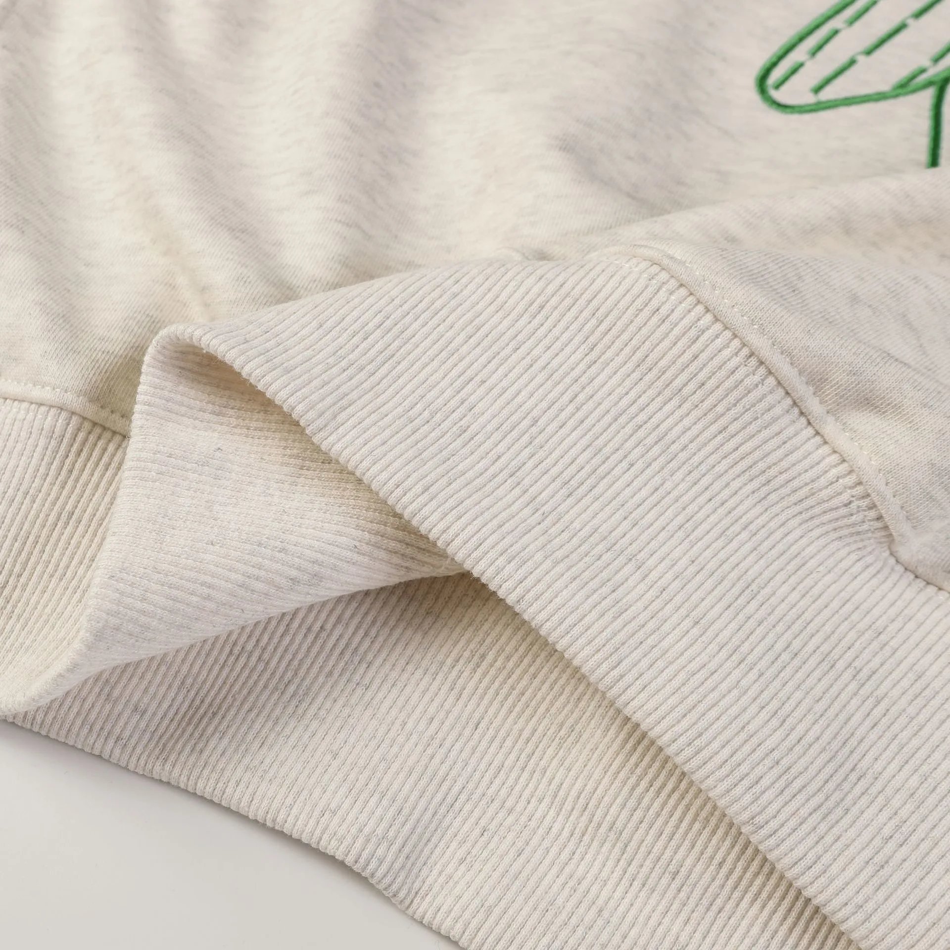 Women's Classic Daisy Embroidered Crewneck Pullover, Heather Grey - Gallery Image 15 - Detailed View