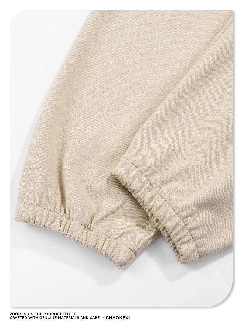 Men's Fleece Joggers, Casual Style Sweatpants, Oatmeal - Gallery Image 11 - Detailed View