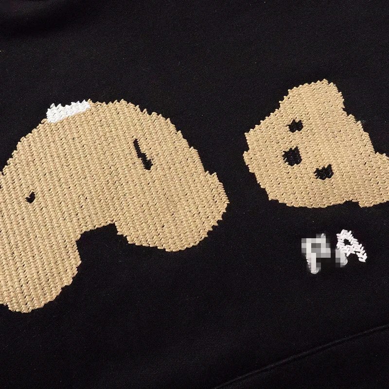 Bear Embroidery Fleece Hoodie Unisex Sweatshirt Midnight - Gallery Image 9 - Detailed View