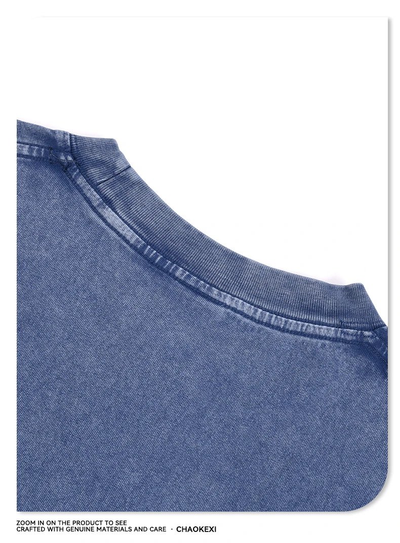 Vintage Cotton Oversized Tee Distressed Waxed Charcoal - Gallery Image 14 - Detailed View